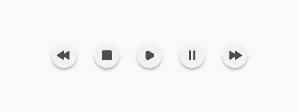 Media player icon set in trendy flat style, illustration