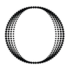 Halftone dots in circle form. Letter o . round logo . vector dotted frame . design element