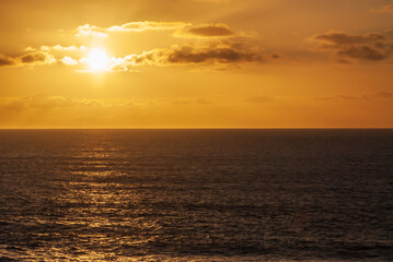 Obraz premium Orange fascinated bright sunset in spring in nature park of Jandía