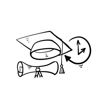 hand drawn doodle graduation time icon symbol illustration isolated background