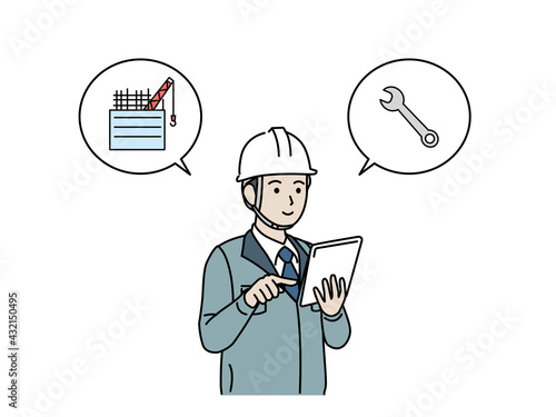 タブレットを使う 現場監督 建築士 男性 計画 スケジュール イラスト素材 Wall Mural Senryu タブレットを使う 現場監督 建築士 男性 計画 スケジュール イラスト素材 Wall Mural Senryu