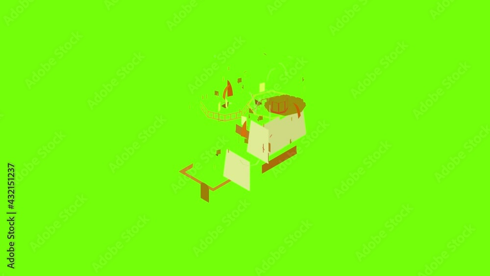 Poster lighthouse building icon animation cartoon object on green screen background