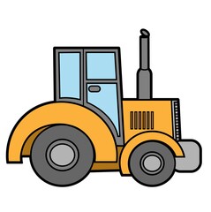 Cartoon tractor color variation for coloring page isolated on white background