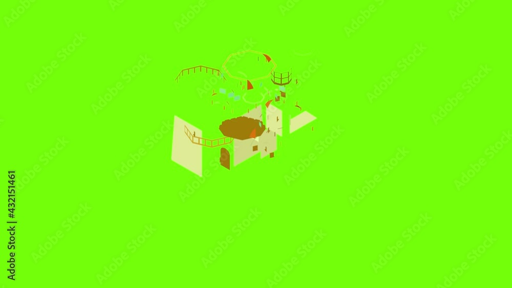 Poster lighthouse navigation icon animation cartoon object on green screen background