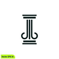 pillar icon lawyer court symbol vector illustration 