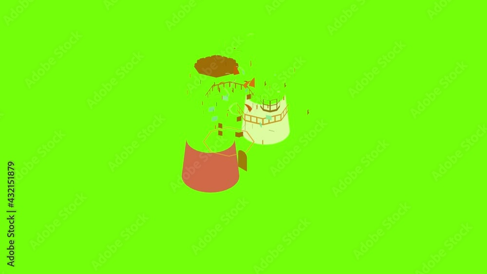 Poster lighthouse signal icon animation cartoon object on green screen background