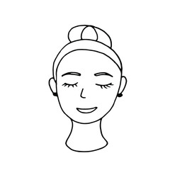 Doodle girl face.Line art drawing sketches of woman.Hand drawn line art vector illustration.