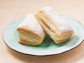 pastry: strudel with sweet filling sprinkled with powdered sugar