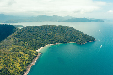 Obraz premium view of the sea and mountains Ubatuba aerial Brazil panorama