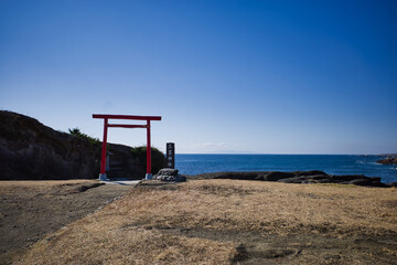 千葉県南房総白浜にある野島埼の三峯神社の赤い鳥居