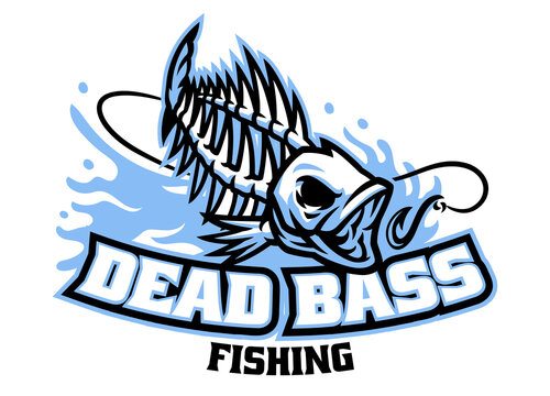 bass fish skull mascot logo