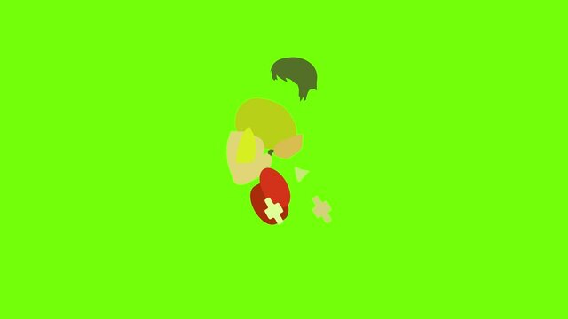 Cancellation icon animation cartoon object on green screen background
