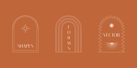 Vector set of design elements and shapes for abstract backgrounds and modern art - logo design templates, frames, photo overlays and stars.