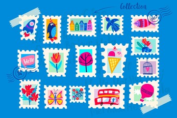 Vector set of stamps.