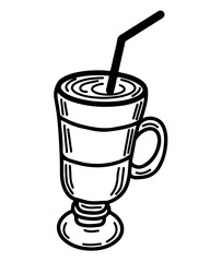 Isolated coffee latte vector for coloring book or page