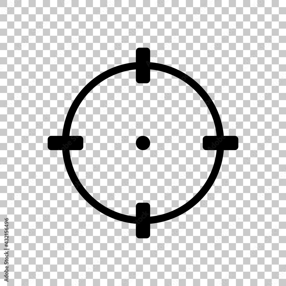 Poster target, focus on the objective, simple icon. black editable linear symbol on transparent background