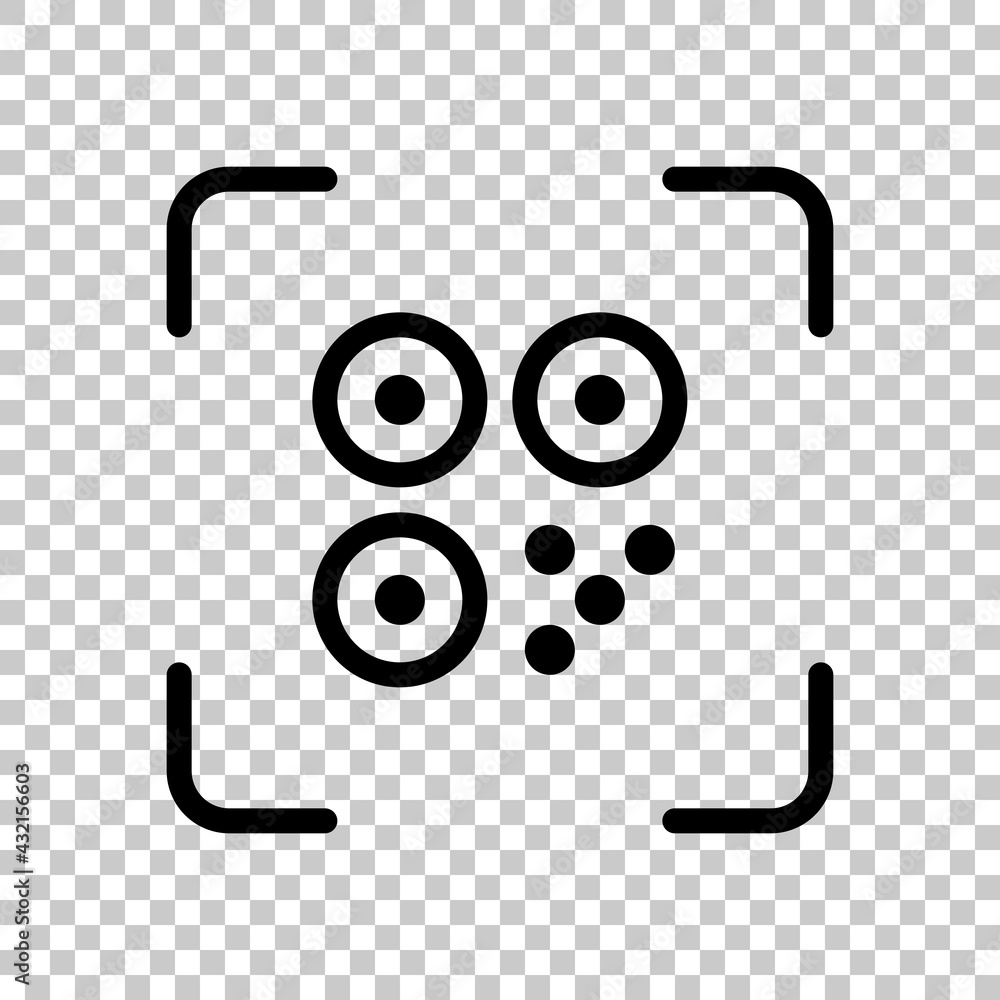 Poster qr code, simple icon of mobile scanner. black editable linear symbol on transparent background