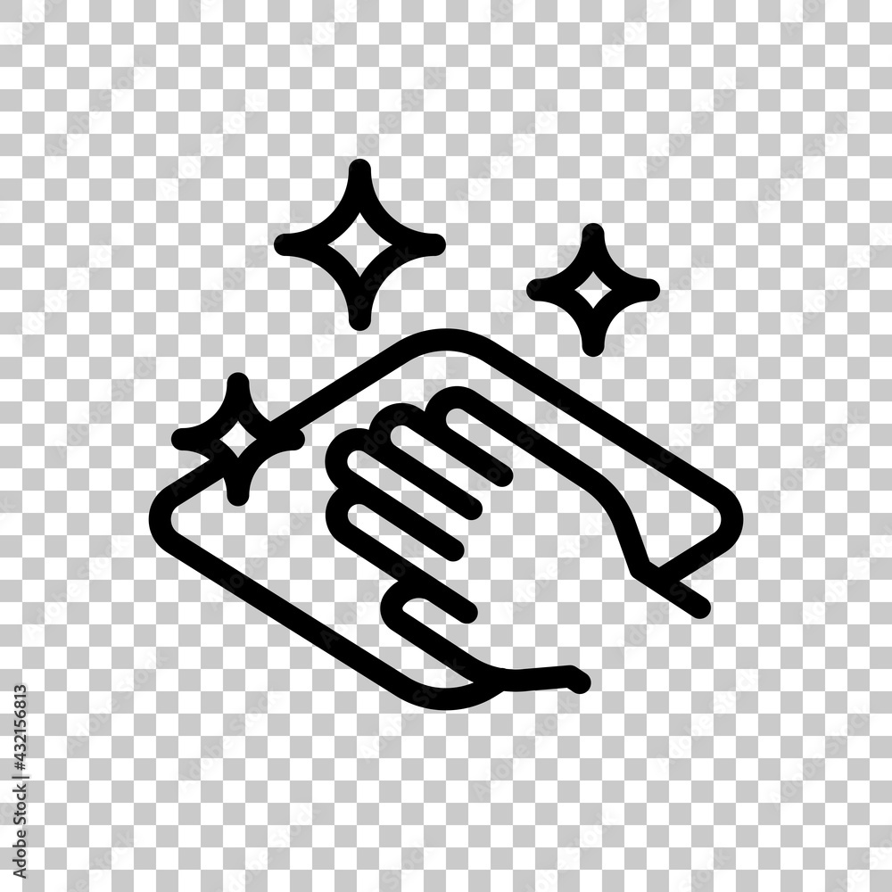 Poster clean surface, wipe to disinfect, simple icon. black editable linear symbol on transparent backgroun