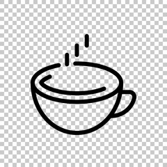 Hot cup of coffee, simple logo. Black editable linear symbol on transparent background