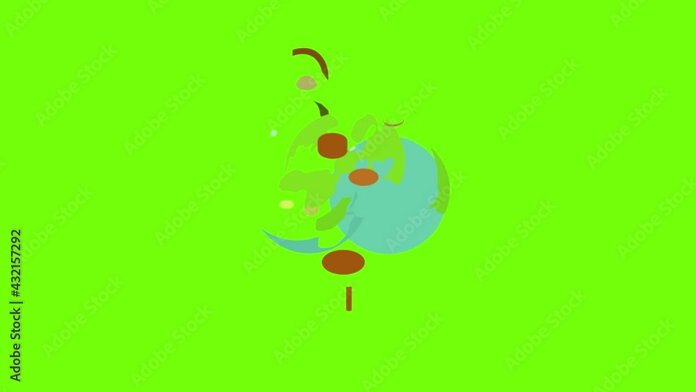 Poster globe icon animation cartoon object on green screen background