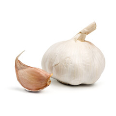 Garlic isolated on white background. Cooking spices