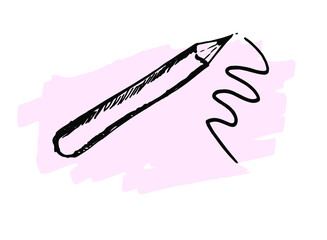 Sketch Eyeliner, eyebrow icon. Pencil for eyes, brows and lips. Make up cosmetics sign. Hand drawn doodle vector