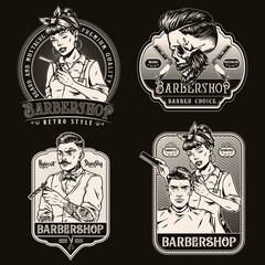 Vintage monochrome barbershop labels