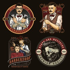 Barbershop colorful retro emblems
