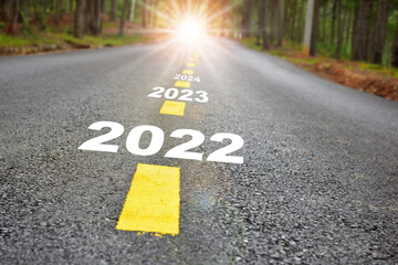 2022 to 2024 road to recovery with sunbeam. Challenge with success concept and natural background...