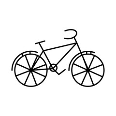 Fototapeta na wymiar A bicycle for relaxation and outdoor walks. Sports activity. Vector line icon. Editable stroke.