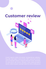 Fototapeta na wymiar Customer review, Usability Evaluation, Feedback, Rating system isometric concept. Vector illustration