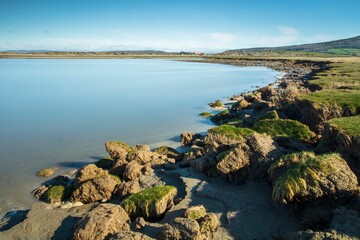 Morecambe Bay, Carnforth, Lancashire.  Long exposure showing coastal erosion.