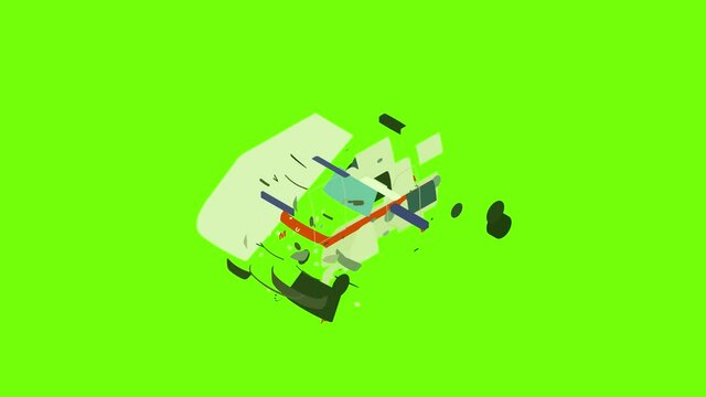 Fast ambulance icon animation cartoon object on green screen background