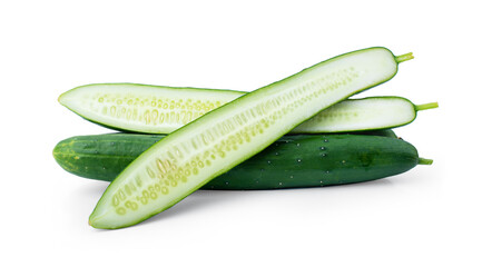 fresh green zucchini slice isolated on white background