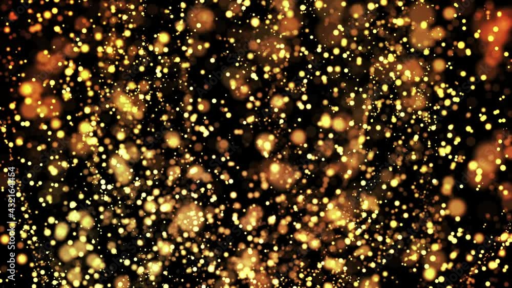 Aufkleber gold glowing particles flow in viscous liquid and bright glisten. science fiction. 4k 3d sci-fi back