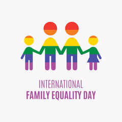 International Family Equality Day vector. Abstract rainbow family holding hands vector. Group of rainbow people abstract icon vector. Colorful people figures standing in a row vector. Important day