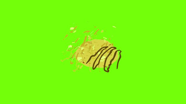 Nut biscuit icon animation cartoon object on green screen background