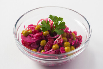 vinaigrette in a glass bowl. Healthy diet