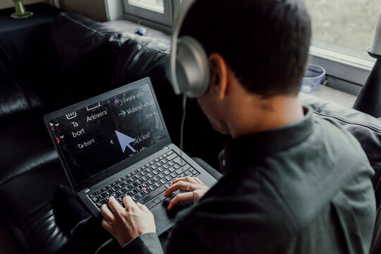 Man working on laptop
