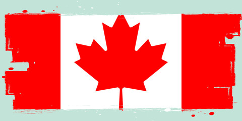 Canadian flag, banner with grunge brush
