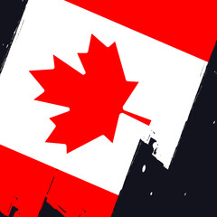 Canadian flag, banner with grunge brush