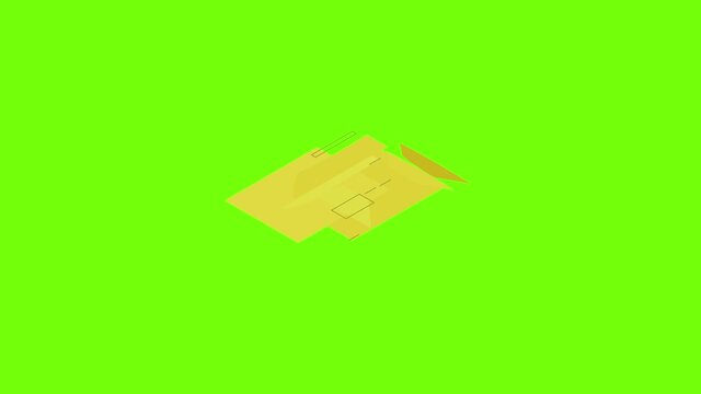 Cover of box icon animation cartoon object on green screen background