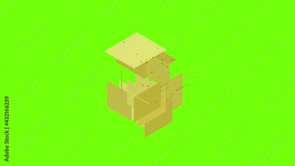 Poster closed crate icon animation cartoon object on green screen background