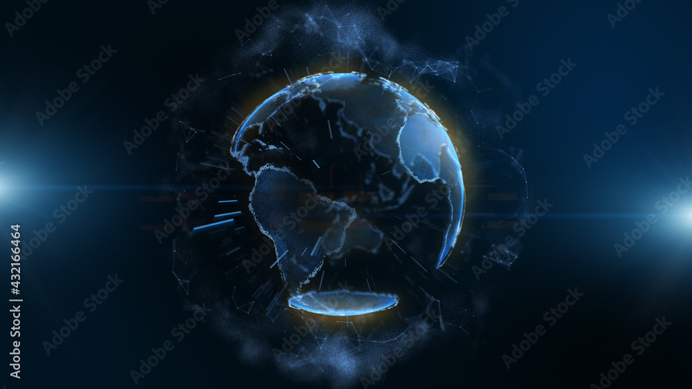 Aufkleber blue earth digital technology, business and communications background. animation of the earth globe 