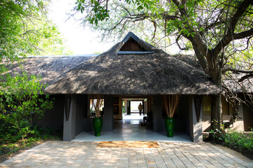 Sabi Sabi private game reserve thatch roof buildings at lodge