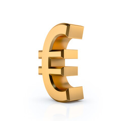 Obraz premium Golden Euro sign Icon real estate symbol on a white background. 3D rendering.