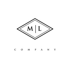 initial ML logo design vector