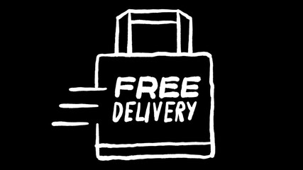 free delivery icon animation in whiteboard style, ideal footage for social videos and covidfree themes