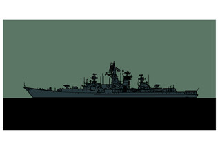 Project 1134A Berkut A. Soviet navy Kresta II class anti-submarine cruiser. Vector image for illustrations and infographics.
