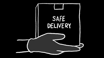safe delivery icon animation in whiteboard style, ideal footage for social videos and covidfree themes
